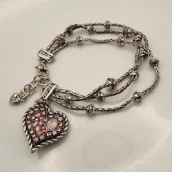 Brighton Jewelry - Brighton Pink Ribbon Heart Bracelet  |  Cancer Awareness Bracelet